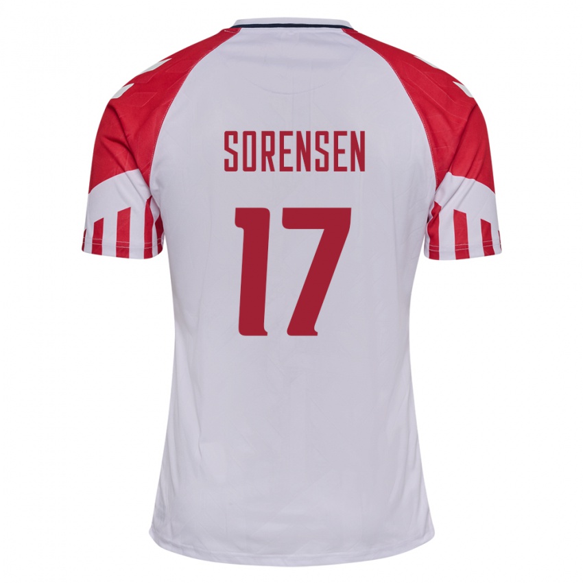 Niño Camiseta Dinamarca Oliver Sörensen #17 Blanco 2ª Equipación 24-26 La Camisa