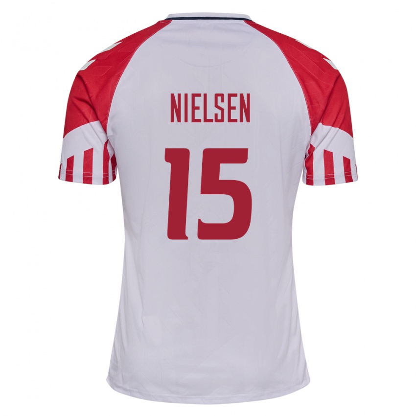 Niño Camiseta Dinamarca Villads Nielsen #15 Blanco 2ª Equipación 24-26 La Camisa
