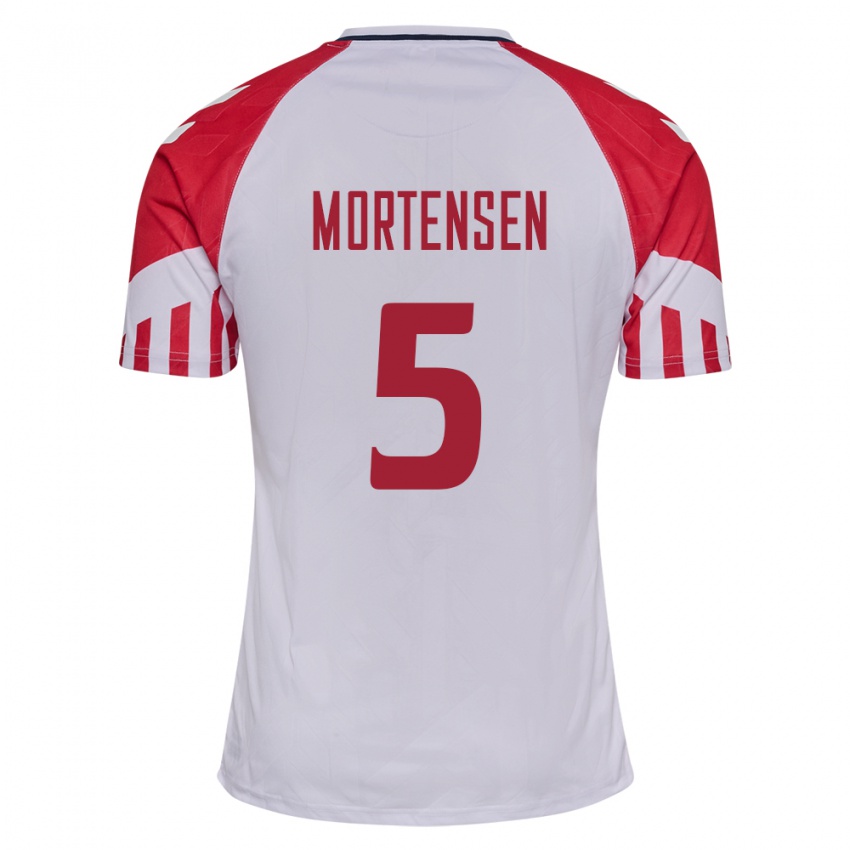 Niño Camiseta Dinamarca Gustav Mortensen #5 Blanco 2ª Equipación 24-26 La Camisa