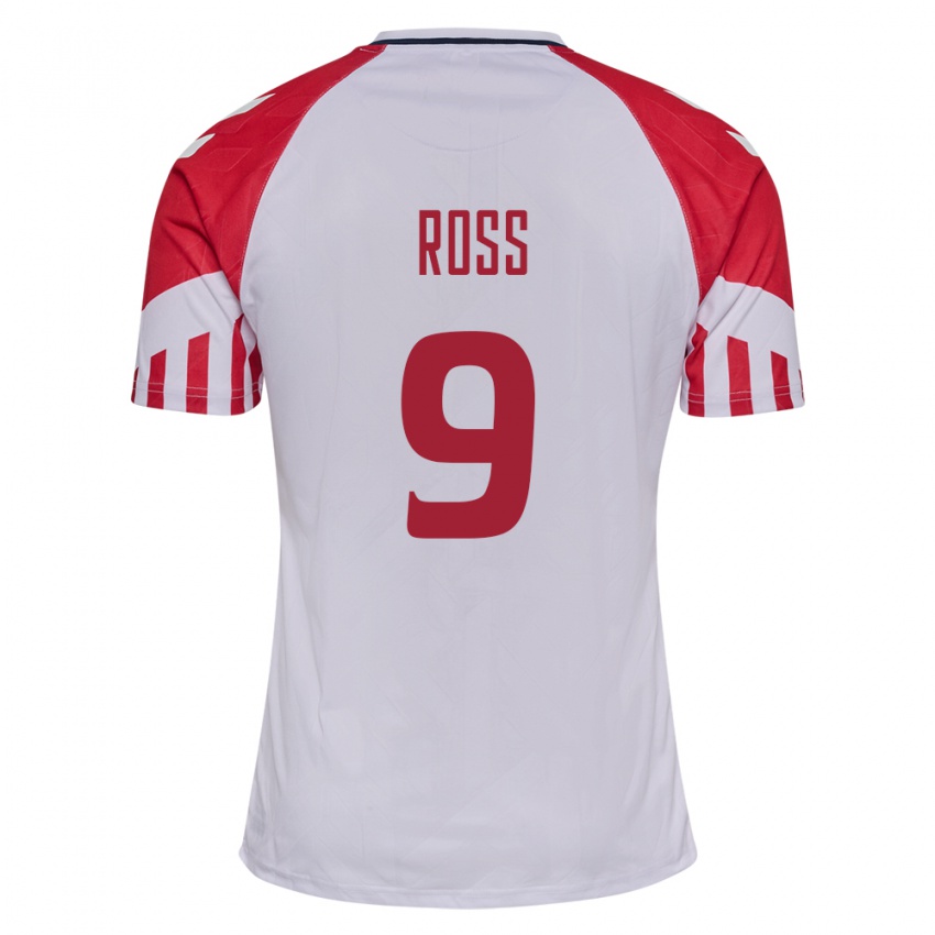 Niño Camiseta Dinamarca Oliver Ross #9 Blanco 2ª Equipación 24-26 La Camisa