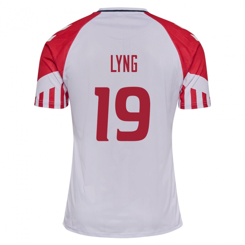 Niño Camiseta Dinamarca Alexander Lyng #19 Blanco 2ª Equipación 24-26 La Camisa