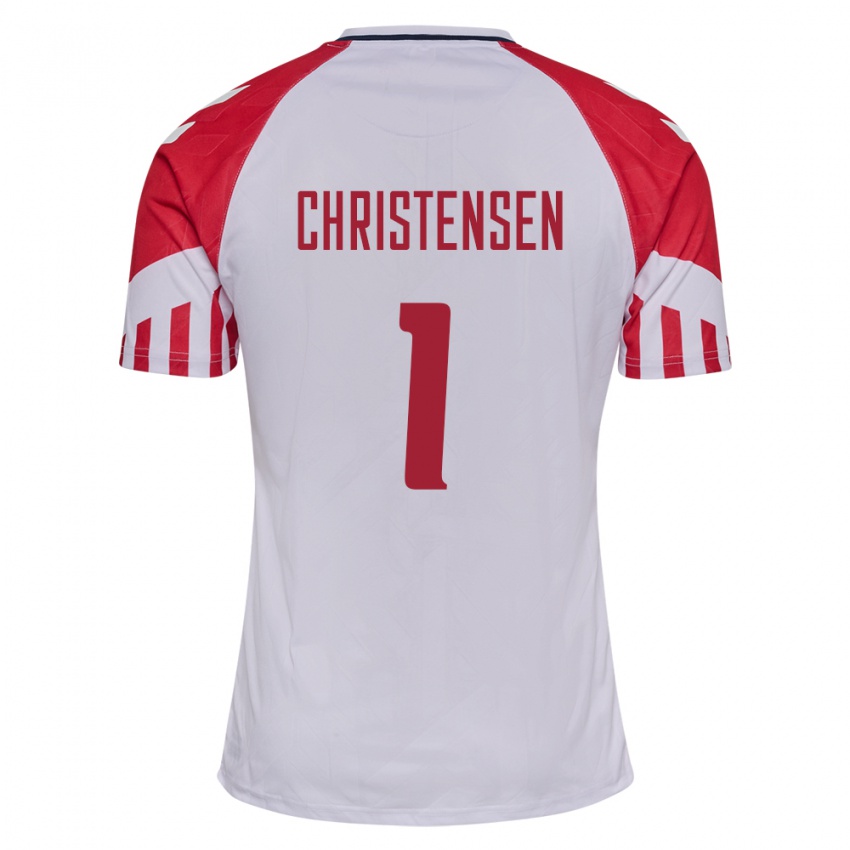 Niño Camiseta Dinamarca Lene Christensen #1 Blanco 2ª Equipación 24-26 La Camisa