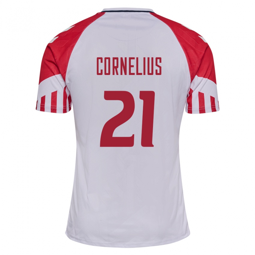 Niño Camiseta Dinamarca Andreas Cornelius #21 Blanco 2ª Equipación 24-26 La Camisa