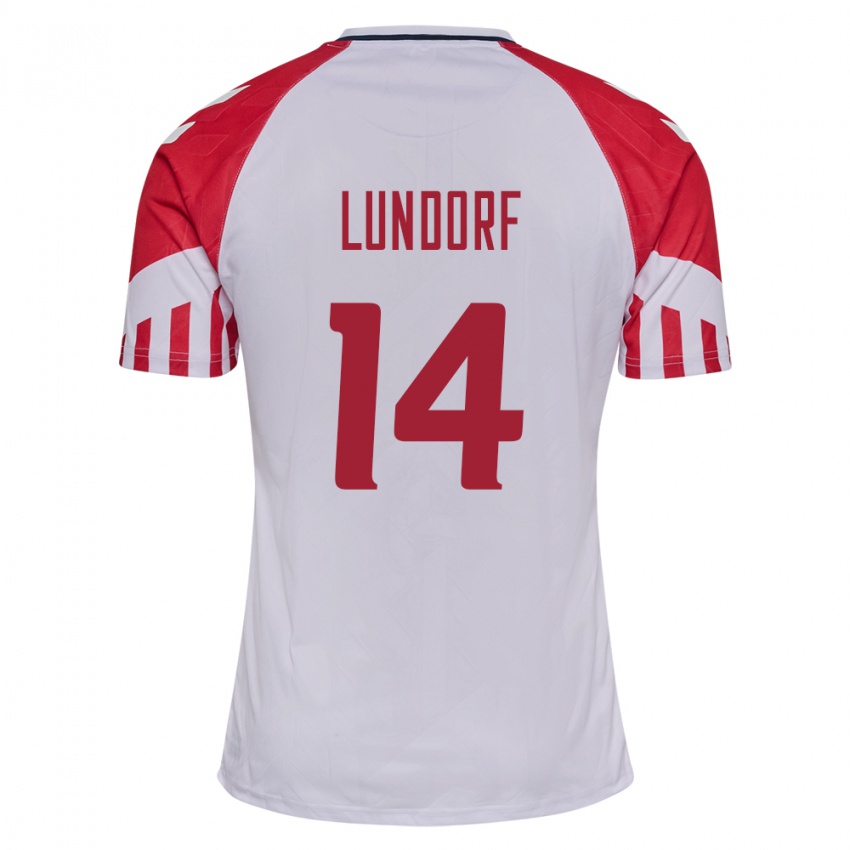 Niño Camiseta Dinamarca Matilde Lundorf #14 Blanco 2ª Equipación 24-26 La Camisa