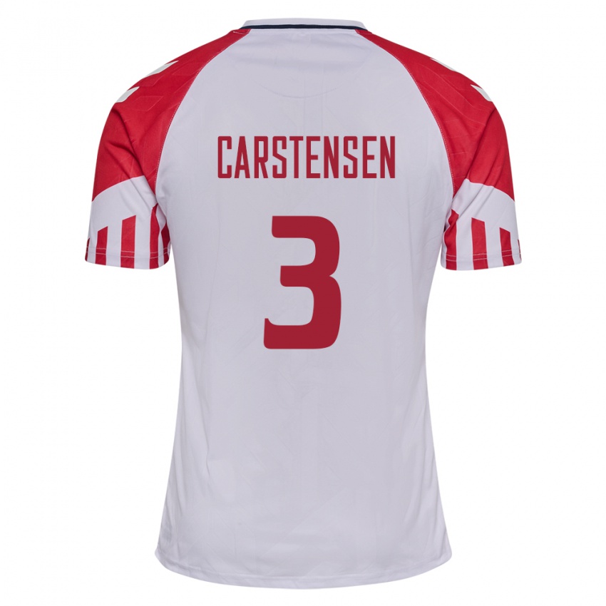 Niño Camiseta Dinamarca Rasmus Carstensen #3 Blanco 2ª Equipación 24-26 La Camisa