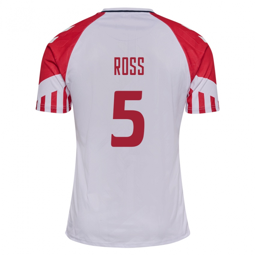 Niño Camiseta Dinamarca Mathias Ross #5 Blanco 2ª Equipación 24-26 La Camisa