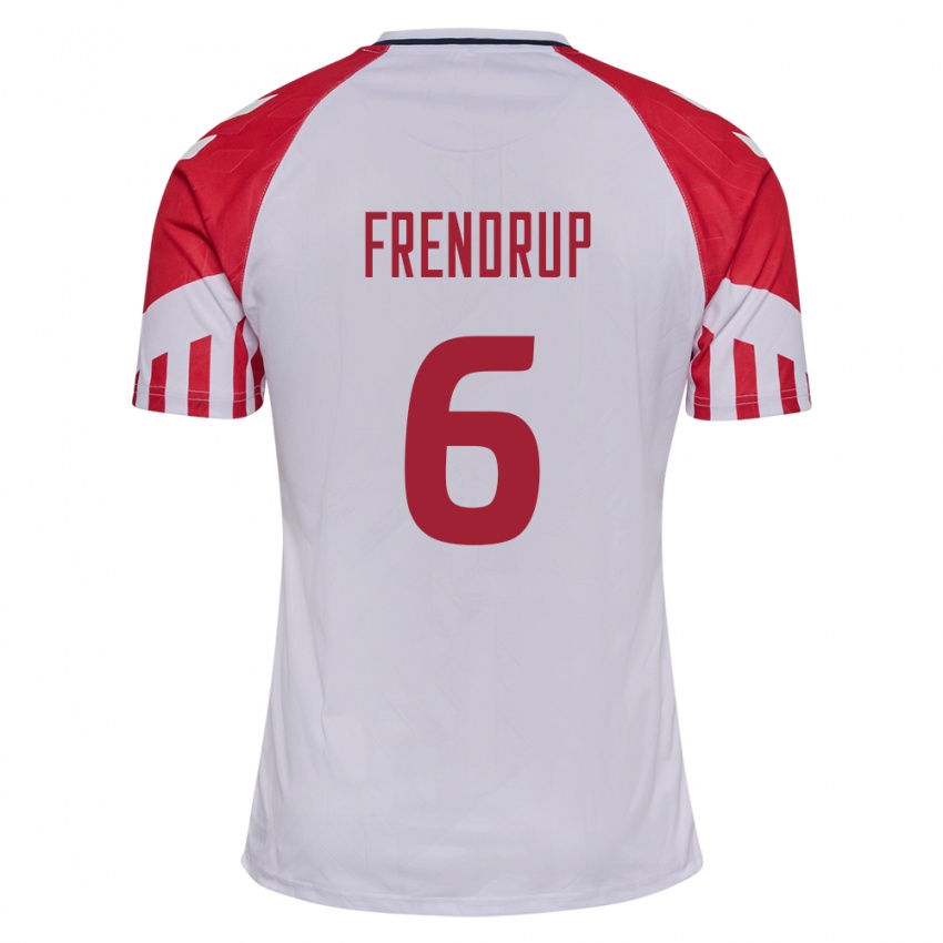 Niño Camiseta Dinamarca Morten Frendrup #6 Blanco 2ª Equipación 24-26 La Camisa
