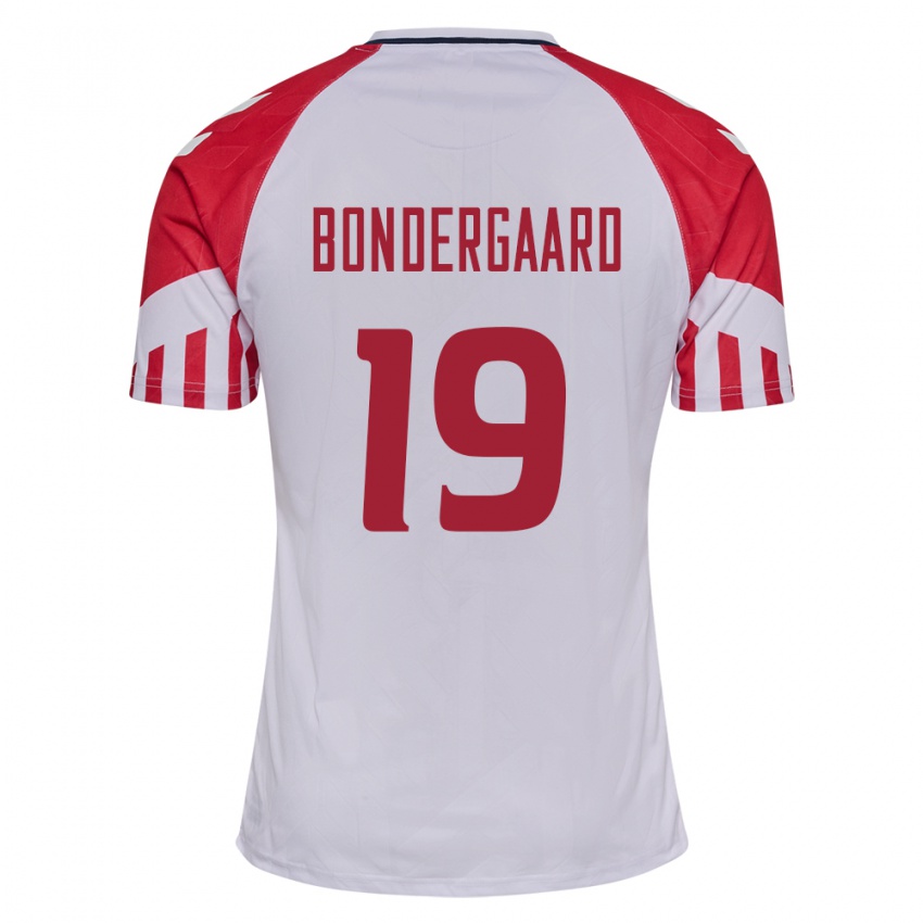 Niño Camiseta Dinamarca Asbjorn Bondergaard #19 Blanco 2ª Equipación 24-26 La Camisa