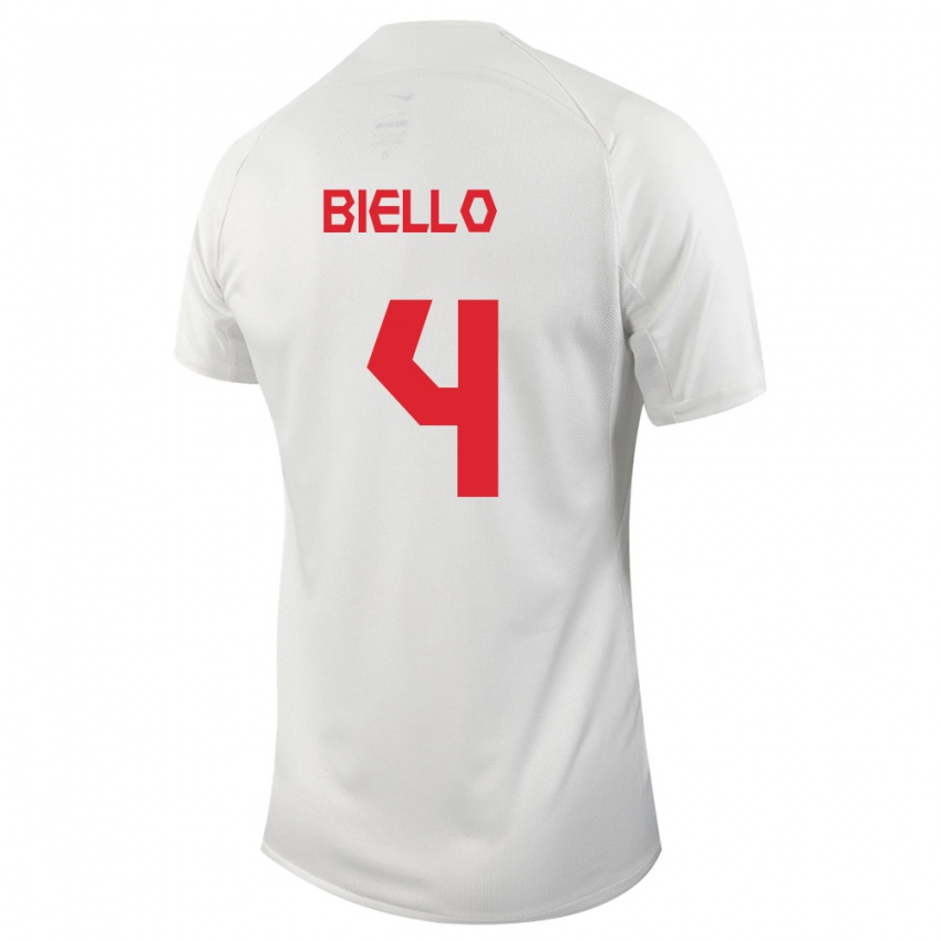 Niño Camiseta Canadá Alessandro Biello #4 Blanco 2ª Equipación 24-26 La Camisa