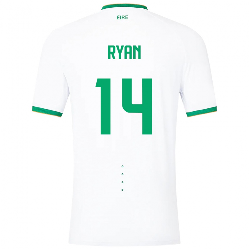 Niño Camiseta Irlanda John Ryan #14 Blanco 2ª Equipación 24-26 La Camisa