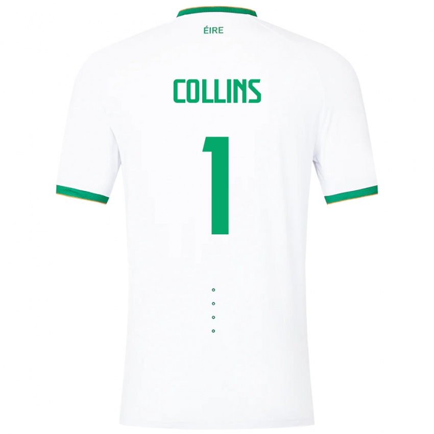 Niño Camiseta Irlanda Joe Collins #1 Blanco 2ª Equipación 24-26 La Camisa
