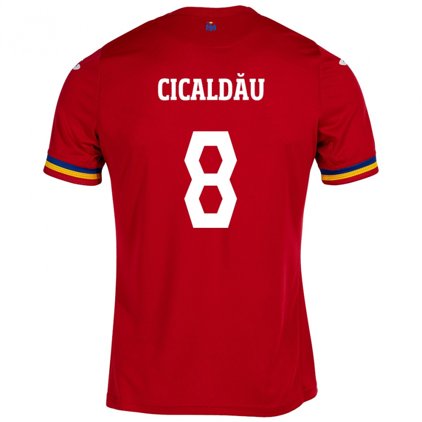 Niño Camiseta Rumania Alexandru Cicâldău #8 Rojo 2ª Equipación 24-26 La Camisa