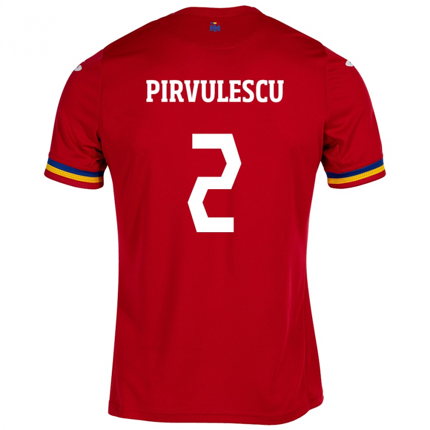 Niño Camiseta Rumania Sergiu Pîrvulescu #2 Rojo 2ª Equipación 24-26 La Camisa