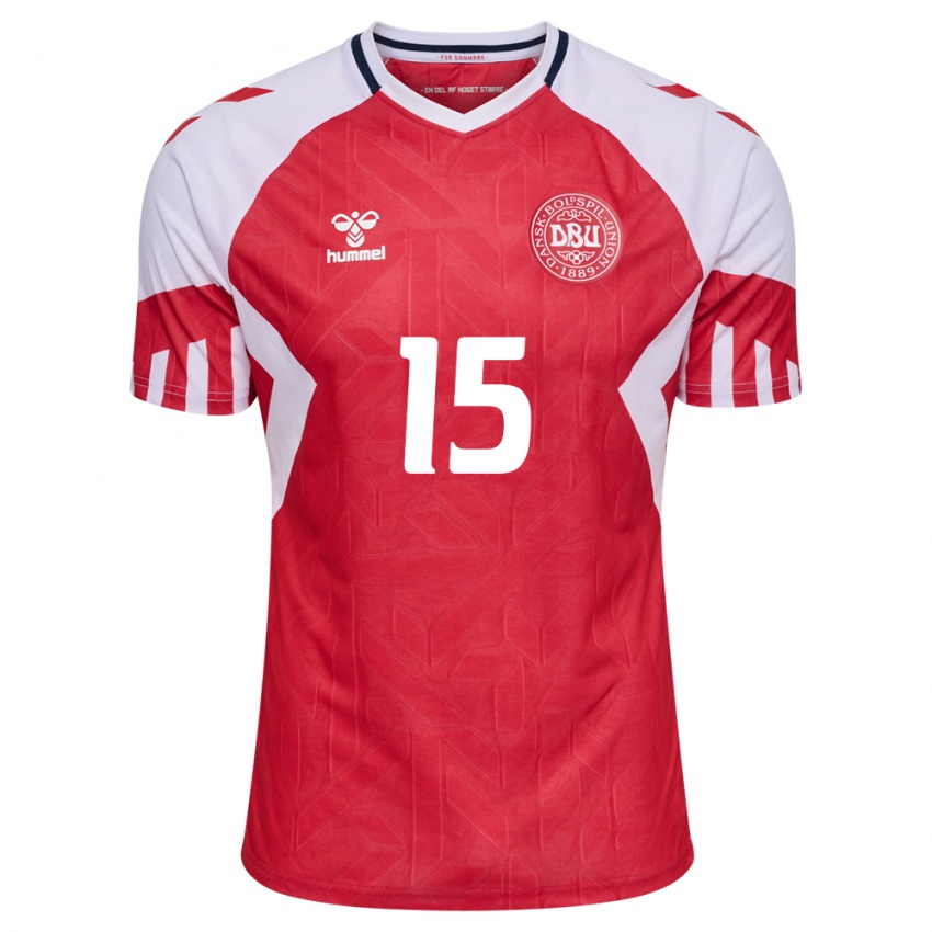 Hombre Camiseta Dinamarca Oliver Villadsen #15 Rojo 1ª Equipación 24-26 La Camisa