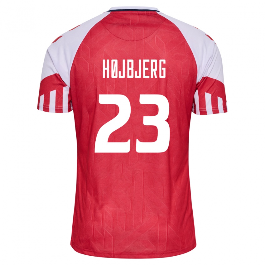 Hombre Camiseta Dinamarca Pierre Emile Hojbjerg #23 Rojo 1ª Equipación 24-26 La Camisa