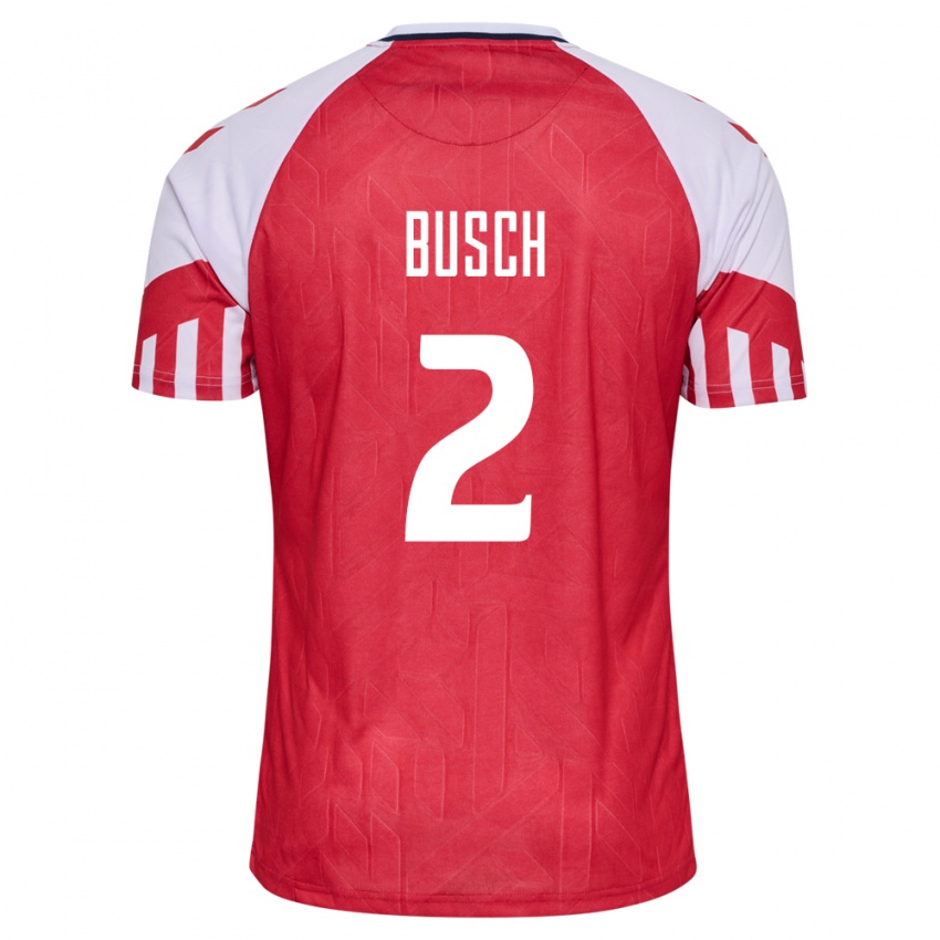 Hombre Camiseta Dinamarca Alexander Busch #2 Rojo 1ª Equipación 24-26 La Camisa