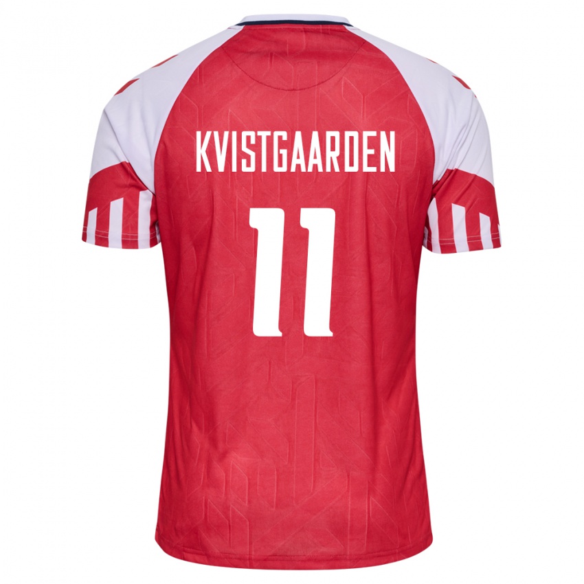 Hombre Camiseta Dinamarca Mathias Kvistgaarden #11 Rojo 1ª Equipación 24-26 La Camisa
