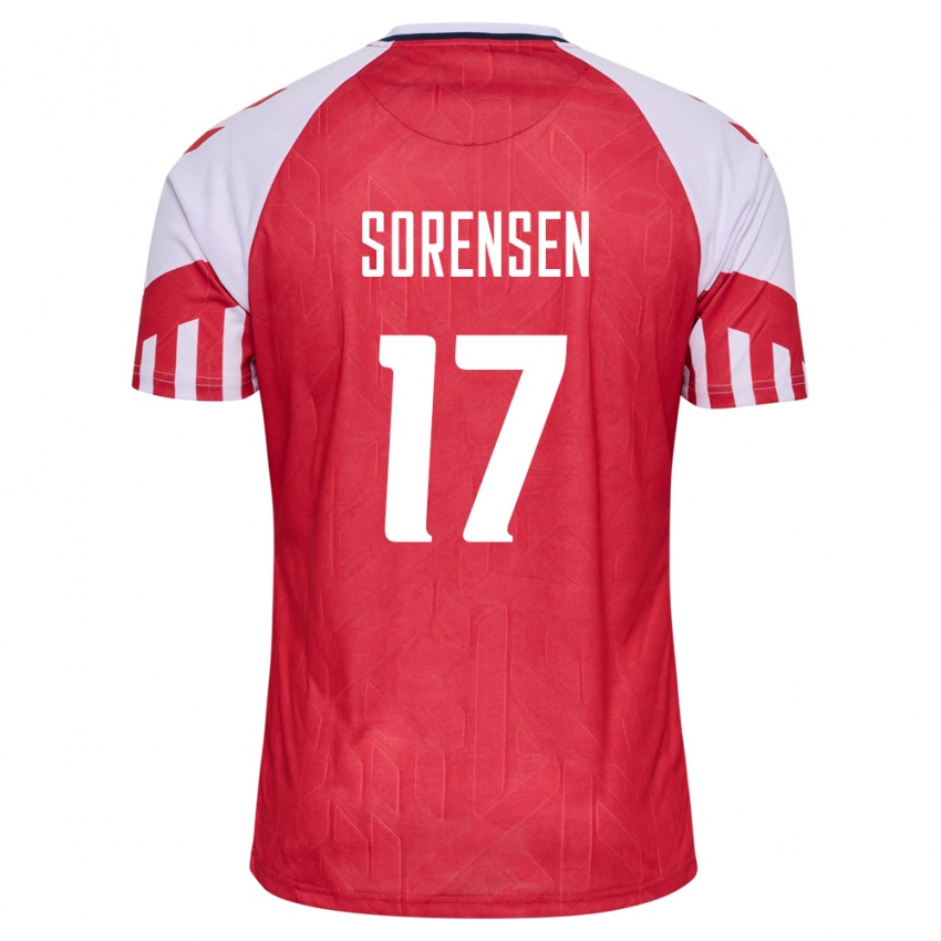 Hombre Camiseta Dinamarca Oliver Sörensen #17 Rojo 1ª Equipación 24-26 La Camisa