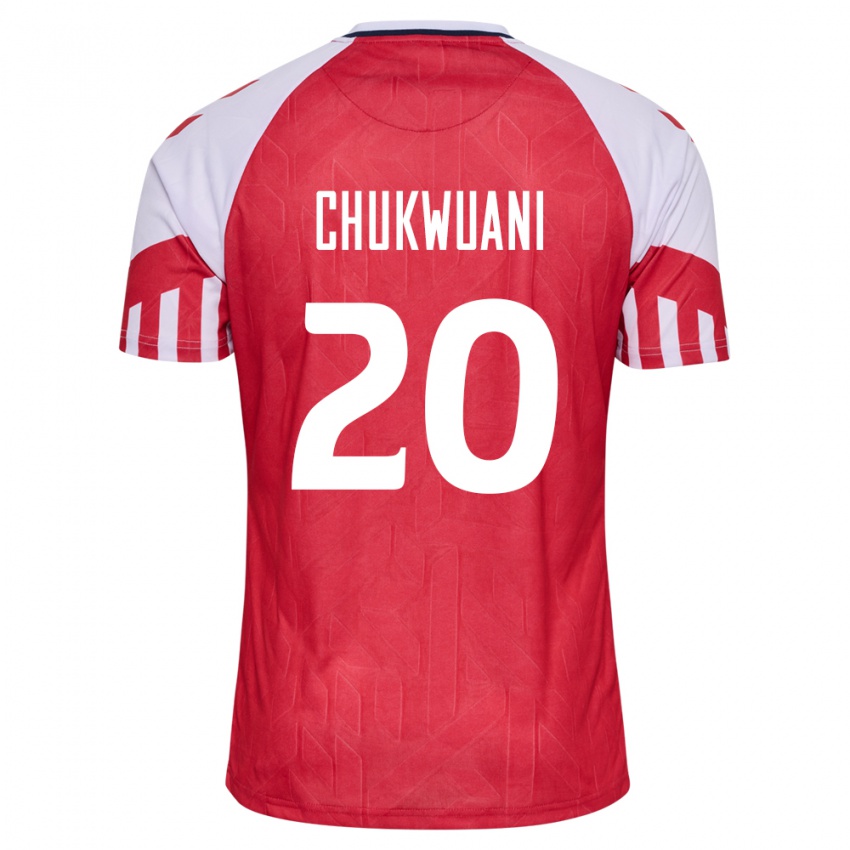 Hombre Camiseta Dinamarca Tochi Chukwuani #20 Rojo 1ª Equipación 24-26 La Camisa