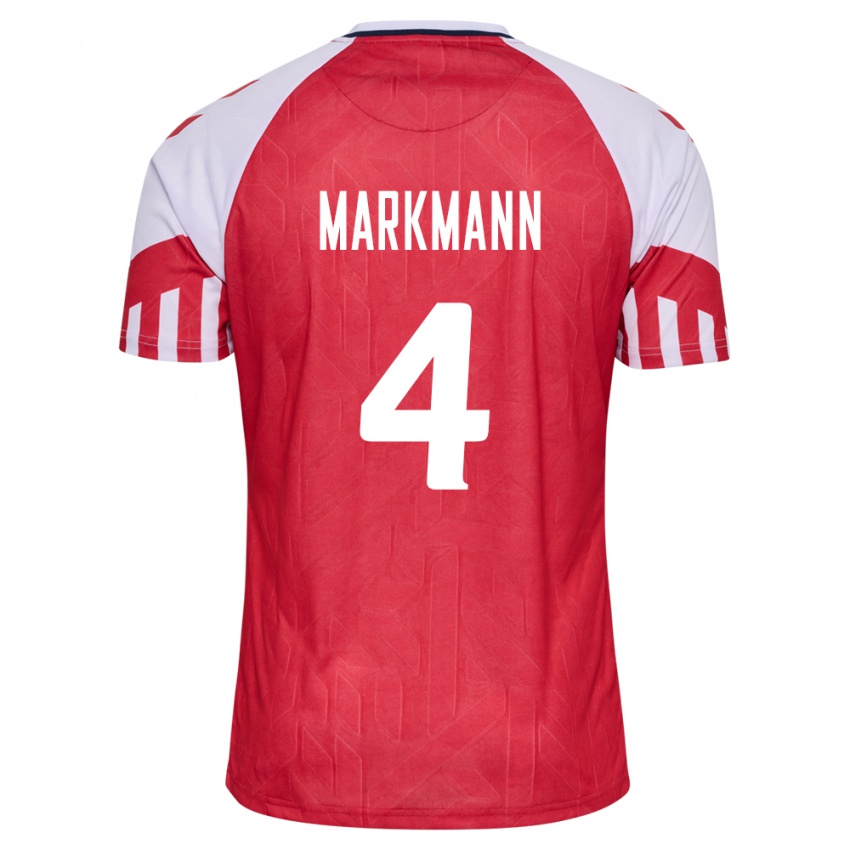 Hombre Camiseta Dinamarca Noah Markmann #4 Rojo 1ª Equipación 24-26 La Camisa