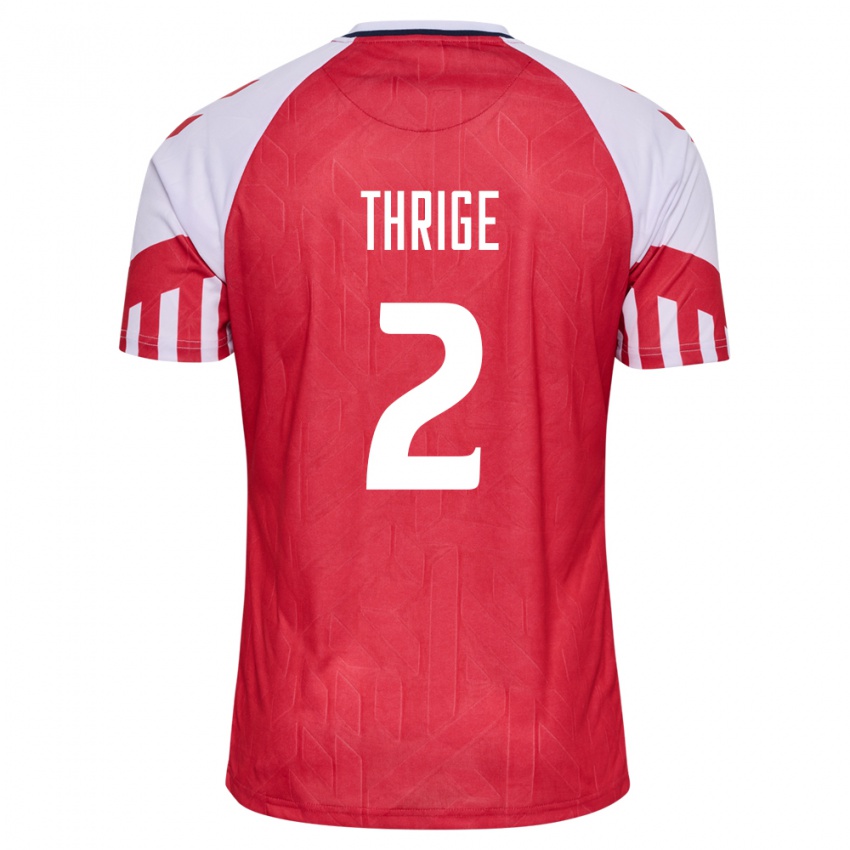 Hombre Camiseta Dinamarca Sara Thrige #2 Rojo 1ª Equipación 24-26 La Camisa
