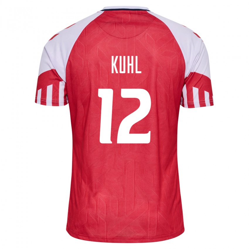 Hombre Camiseta Dinamarca Kathrine Kuhl #12 Rojo 1ª Equipación 24-26 La Camisa
