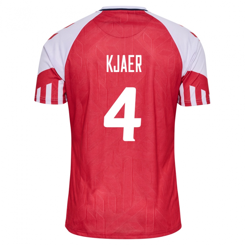 Hombre Camiseta Dinamarca Simon Kjaer #4 Rojo 1ª Equipación 24-26 La Camisa