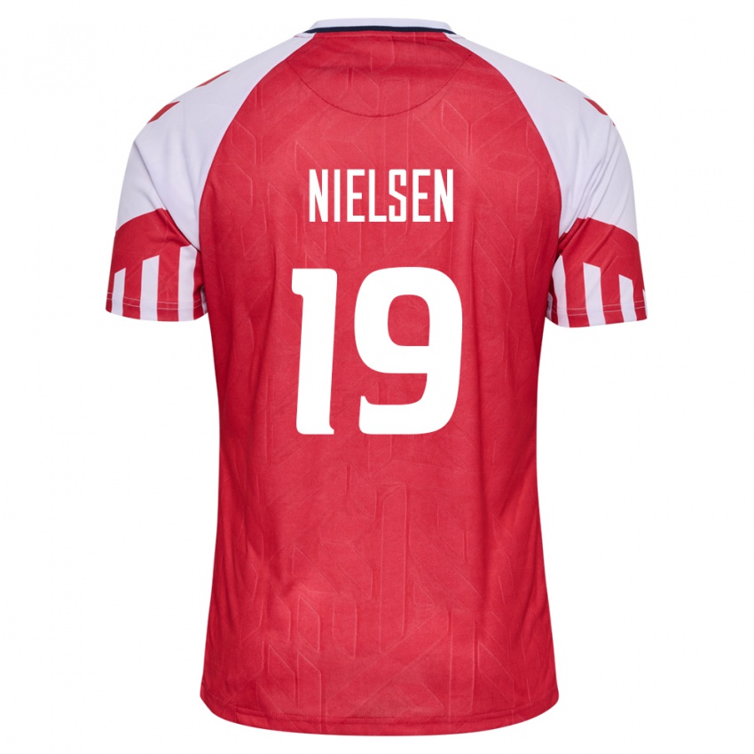 Hombre Camiseta Dinamarca Casper Nielsen #19 Rojo 1ª Equipación 24-26 La Camisa
