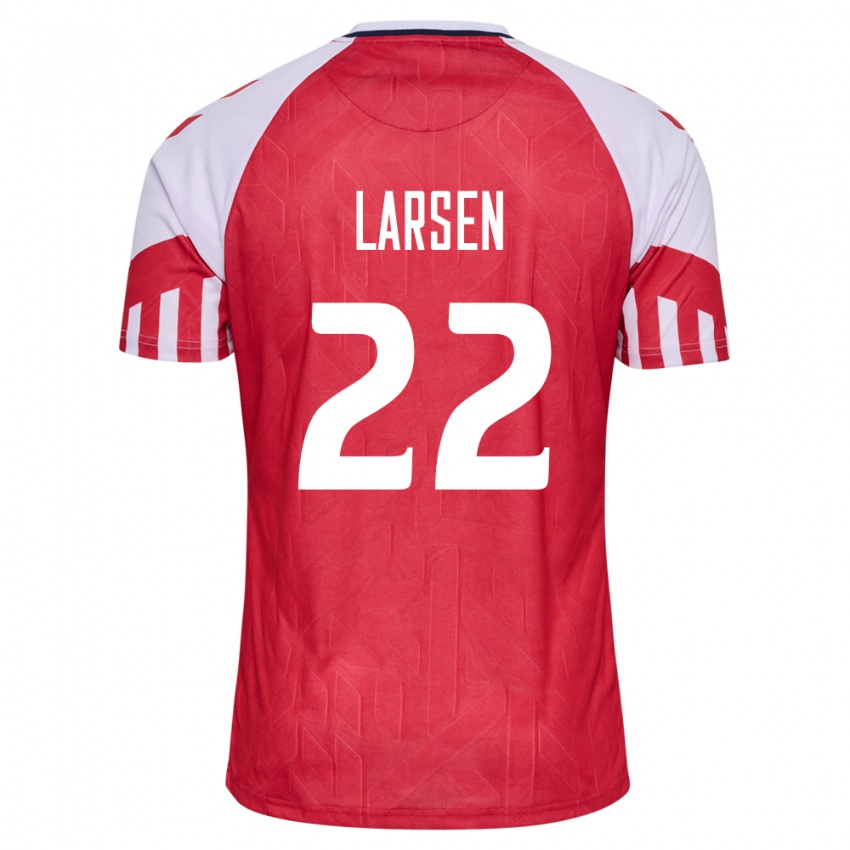 Hombre Camiseta Dinamarca Kathrine Larsen #22 Rojo 1ª Equipación 24-26 La Camisa