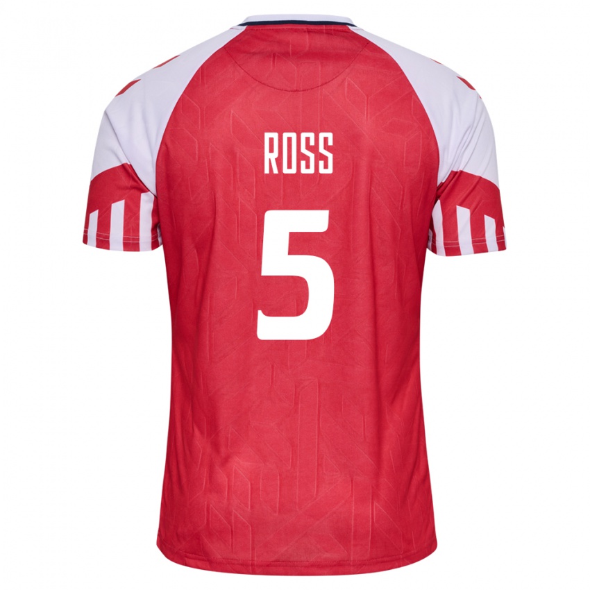 Hombre Camiseta Dinamarca Mathias Ross #5 Rojo 1ª Equipación 24-26 La Camisa