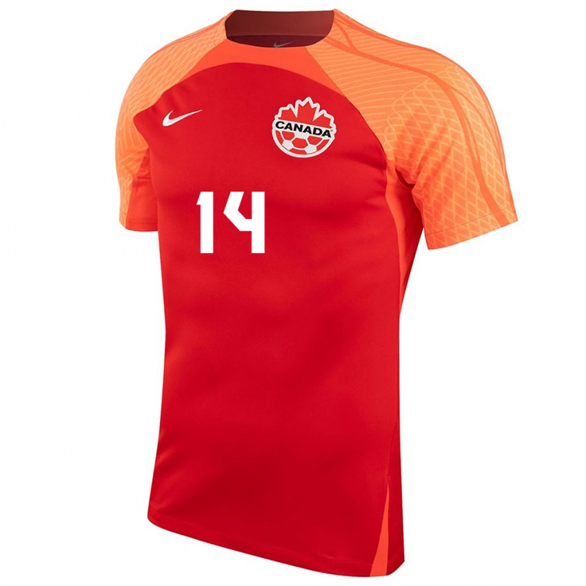 Hombre Camiseta Canadá Tyler Londono #14 Naranja 1ª Equipación 24-26 La Camisa