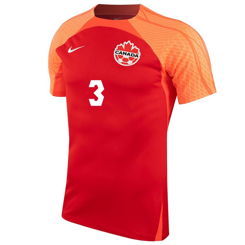 Hombre Camiseta Canadá Kadeisha Buchanan #3 Naranja 1ª Equipación 24-26 La Camisa