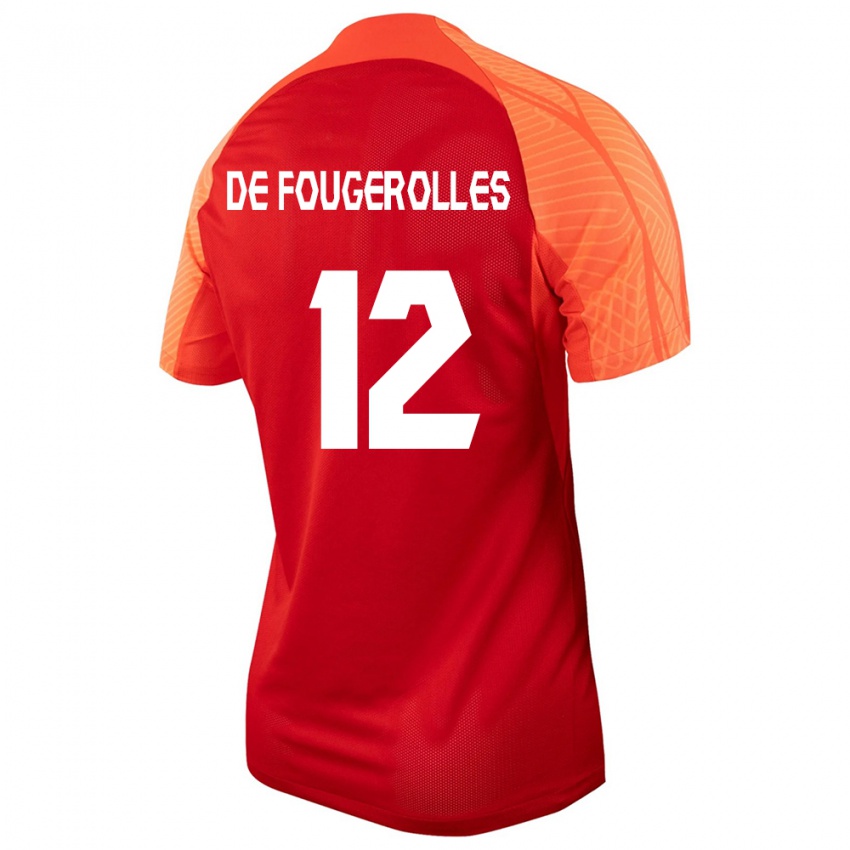 Hombre Camiseta Canadá Luc De Fougerolles #12 Naranja 1ª Equipación 24-26 La Camisa