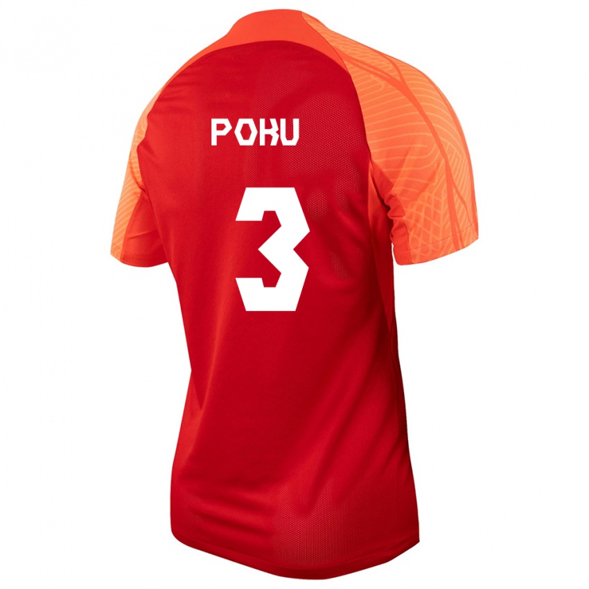 Hombre Camiseta Canadá Kwasi Poku #3 Naranja 1ª Equipación 24-26 La Camisa