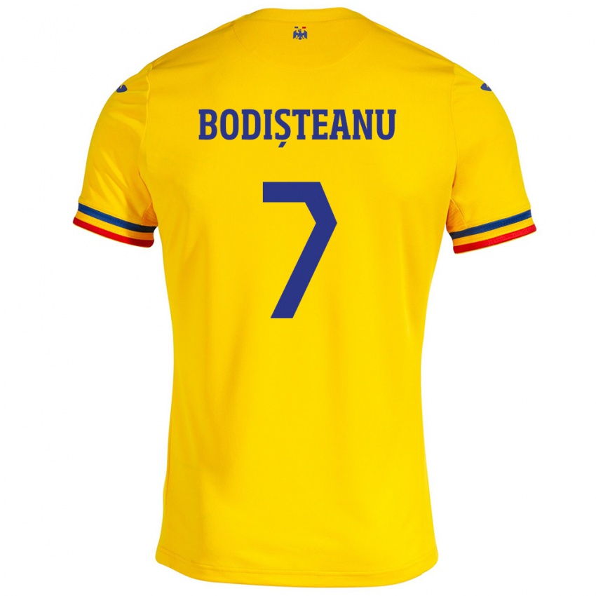 Hombre Camiseta Rumania Ștefan Bodișteanu #7 Amarillo 1ª Equipación 24-26 La Camisa