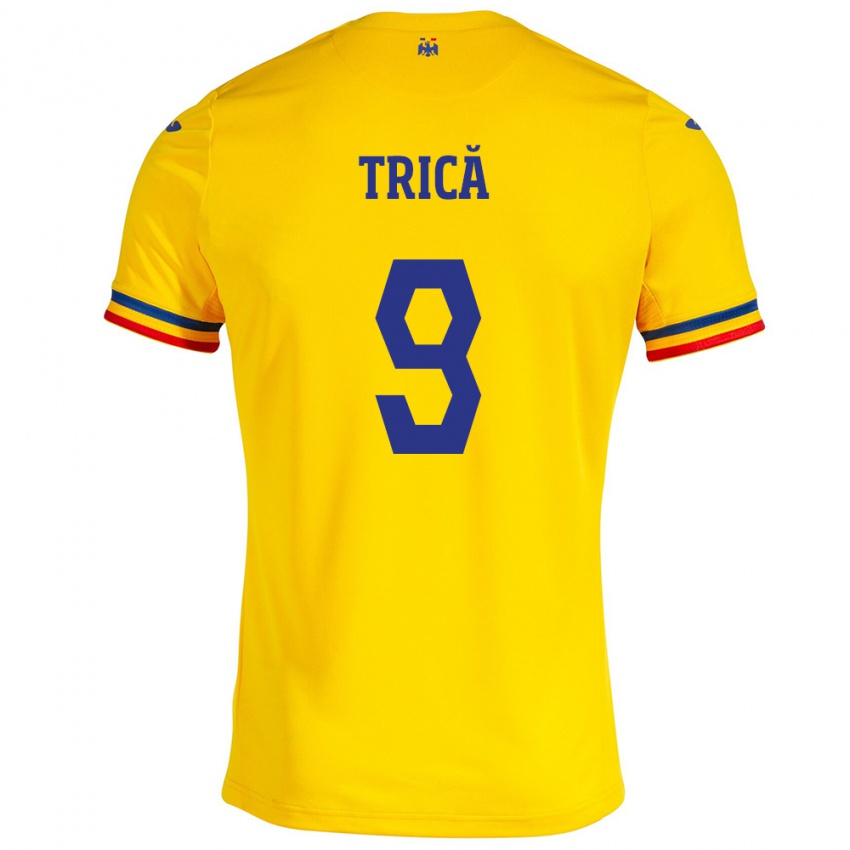 Hombre Camiseta Rumania Atanas Trică #9 Amarillo 1ª Equipación 24-26 La Camisa