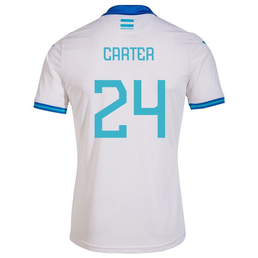 Hombre Camiseta Honduras Daniel Carter #24 Blanco 1ª Equipación 24-26 La Camisa