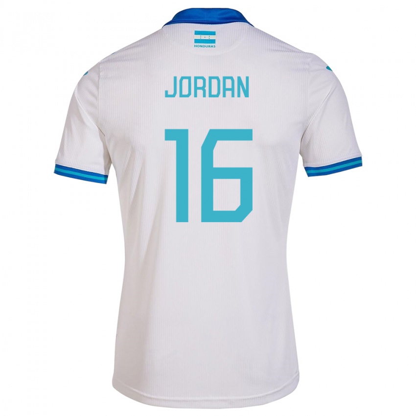 Hombre Camiseta Honduras Jordan García #16 Blanco 1ª Equipación 24-26 La Camisa