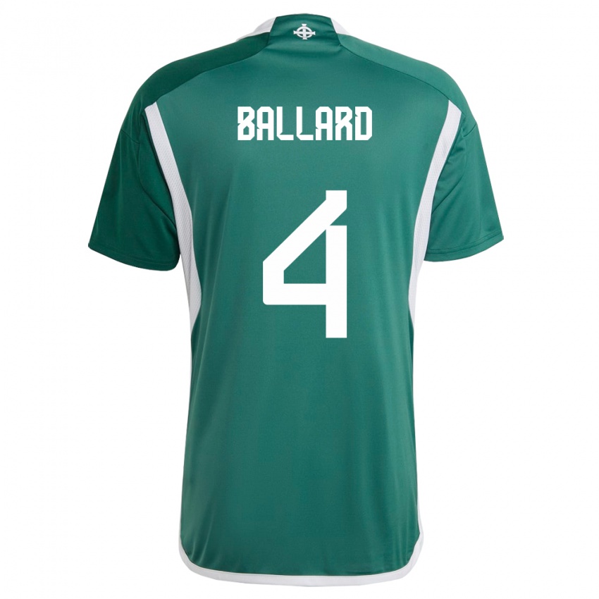 Hombre Camiseta Irlanda Del Norte Daniel Ballard #4 Verde 1ª Equipación 24-26 La Camisa