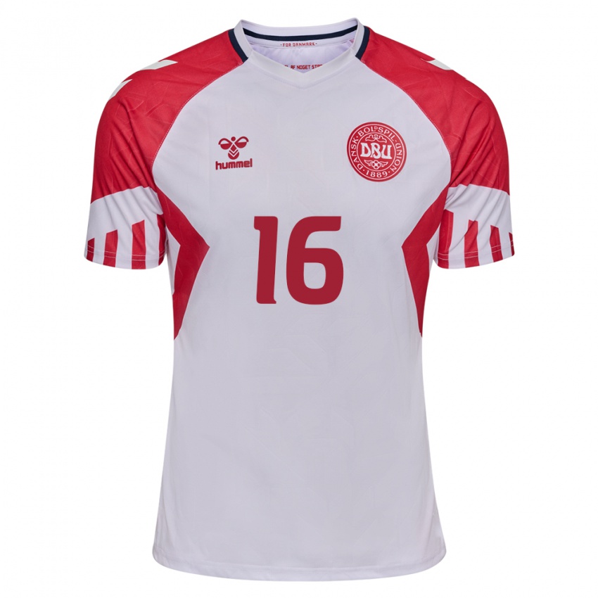 Hombre Camiseta Dinamarca Andreas Jungdal #16 Blanco 2ª Equipación 24-26 La Camisa