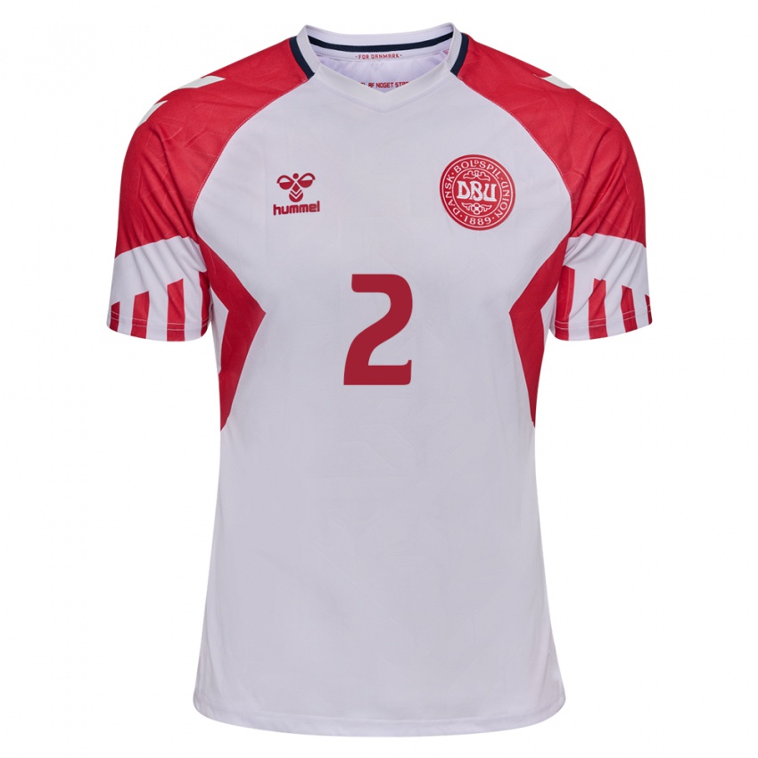 Hombre Camiseta Dinamarca Sara Thrige #2 Blanco 2ª Equipación 24-26 La Camisa