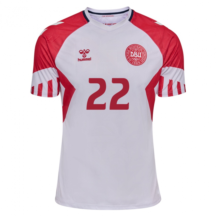 Hombre Camiseta Dinamarca Maja Bay Ostergaard #22 Blanco 2ª Equipación 24-26 La Camisa