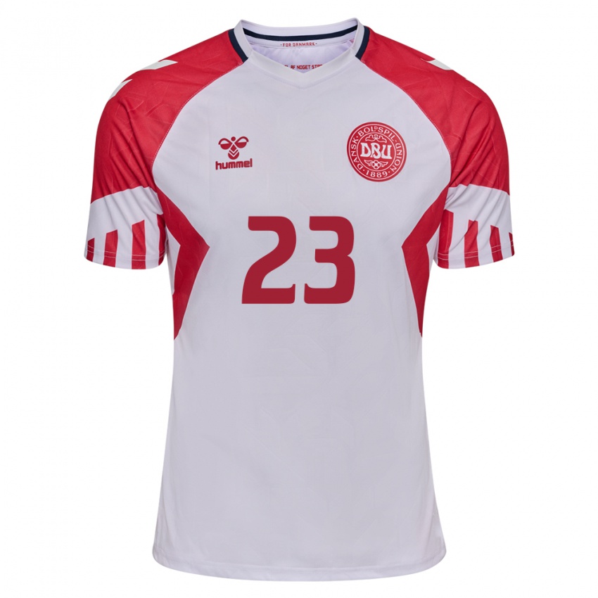 Hombre Camiseta Dinamarca Aske Adelgaard #23 Blanco 2ª Equipación 24-26 La Camisa