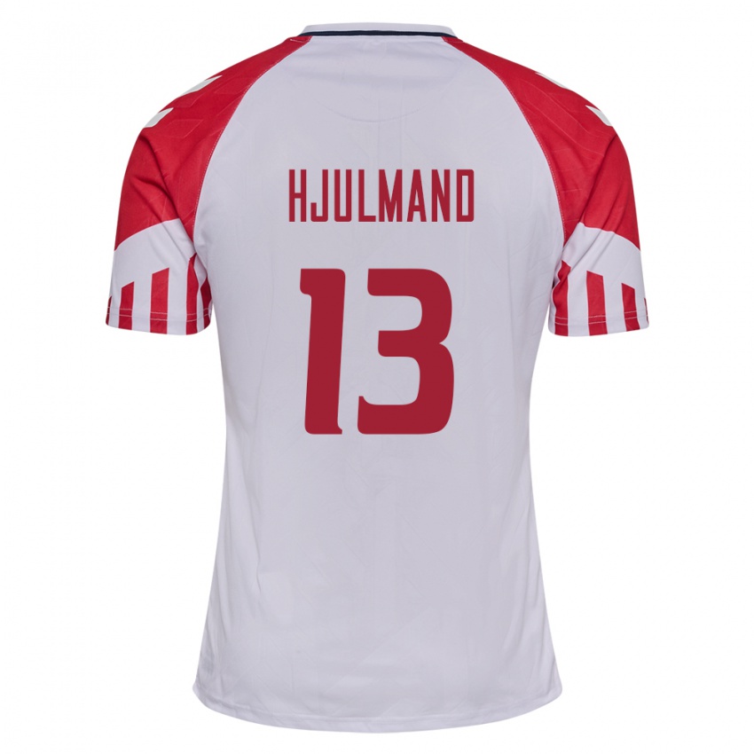 Hombre Camiseta Dinamarca Morten Hjulmand #13 Blanco 2ª Equipación 24-26 La Camisa