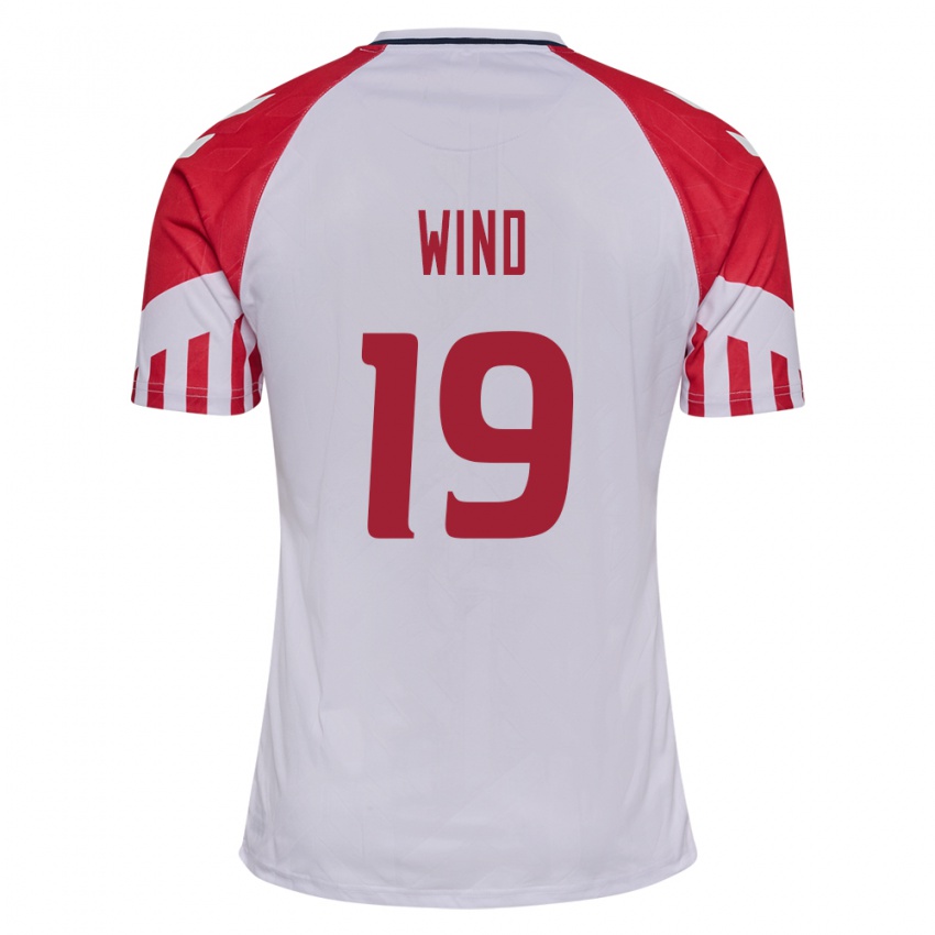 Hombre Camiseta Dinamarca Jonas Wind #19 Blanco 2ª Equipación 24-26 La Camisa