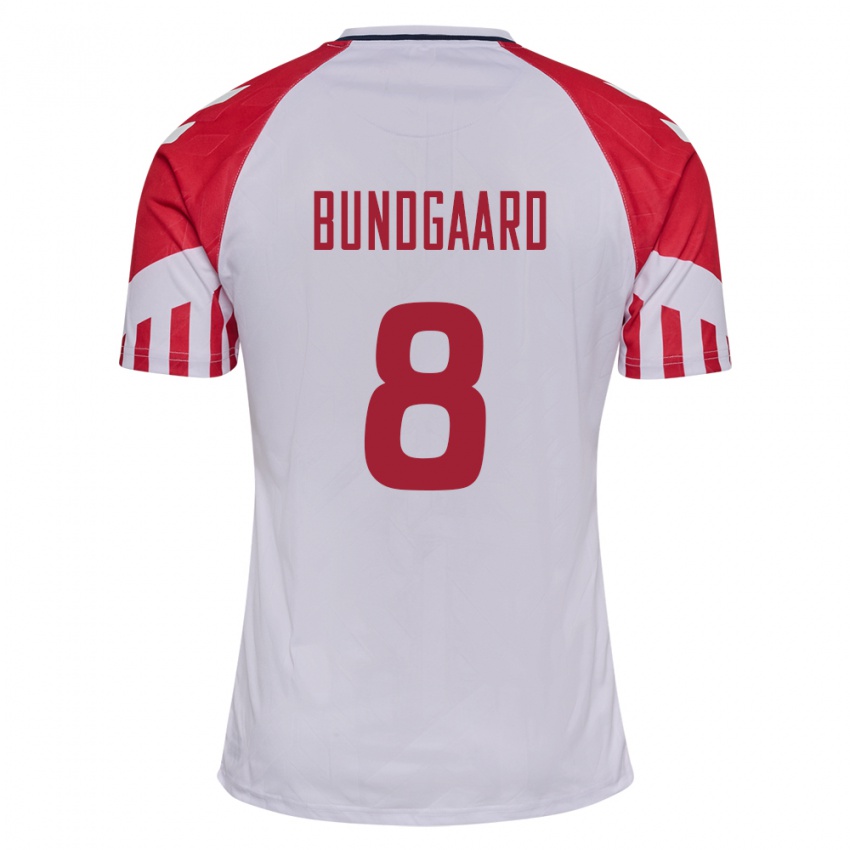 Hombre Camiseta Dinamarca Filip Bundgaard #8 Blanco 2ª Equipación 24-26 La Camisa