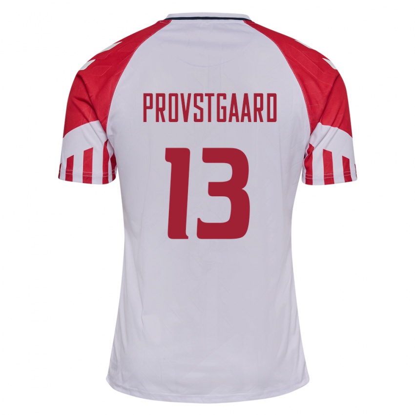 Hombre Camiseta Dinamarca Oliver Provstgaard #13 Blanco 2ª Equipación 24-26 La Camisa