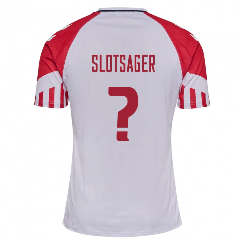 Hombre Camiseta Dinamarca Tobias Slotsager #0 Blanco 2ª Equipación 24-26 La Camisa