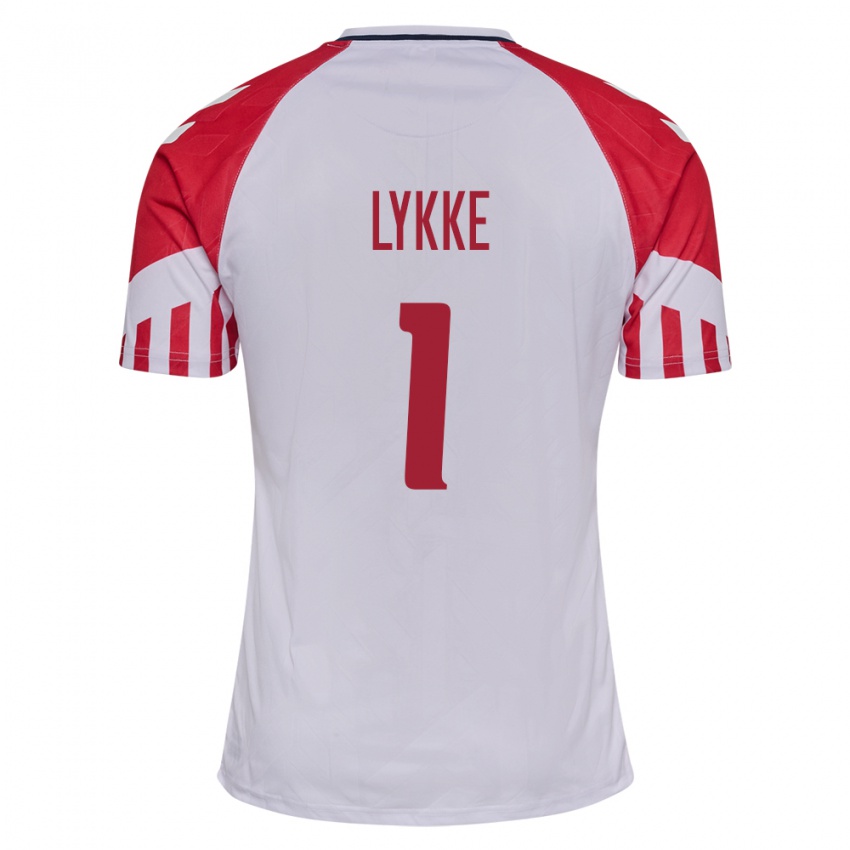 Hombre Camiseta Dinamarca William Lykke #1 Blanco 2ª Equipación 24-26 La Camisa