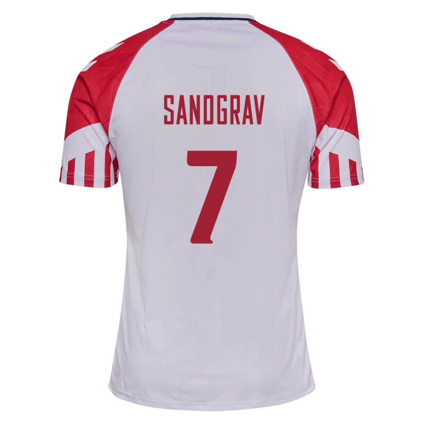 Hombre Camiseta Dinamarca Lauge Sandgrav #7 Blanco 2ª Equipación 24-26 La Camisa